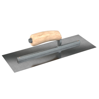 Bon Steel City Carbon Steel Finishing Trowel with Camel Back Wood Handle - Square End