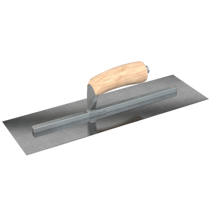 Bon Steel City Carbon Steel Finishing Trowel with Camel Back Wood Handle - Square End