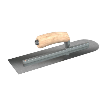 Finish Trowel - Square/Round End - Carbon Steel - 14 in. x 4 in. - Wood (Bon 66-260)