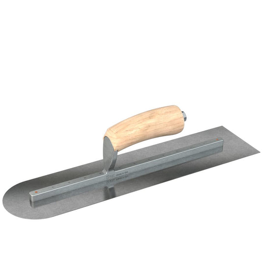 Finishing Trowel with Wood Handle - Square/Round End - Carbon Steel