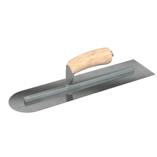 Finish Trowel - Square/Round End - Carbon Steel - 16 in. x 4 in. - Wood (Bon 66-261)