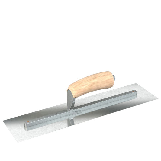 Finishing Trowel with Wood Handle - Square End - Razor Stainless Steel