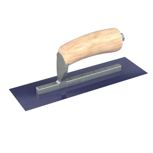 Finish Trowel - Square - Flex Blue Steel - 10-inch x 3-inch - Wood (Bon 66-329)