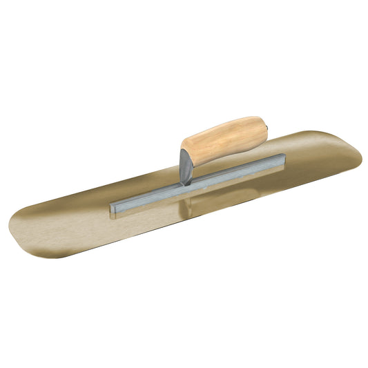 Finish Trowel - Round Corner - Golden Stainless - 18-inch x 5-inch - Wood (Bon 66-350)