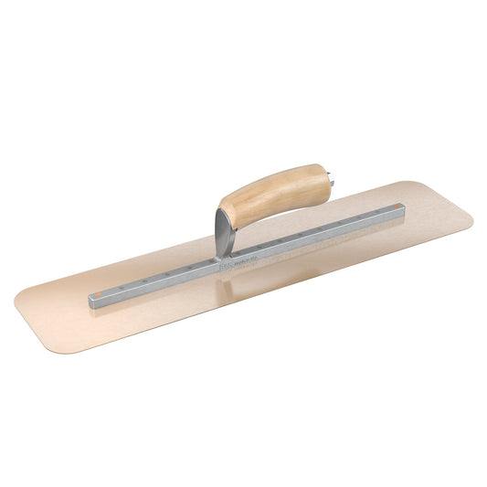 Finish Trowel - Round Corner - Golden Stainless - 20-inch x 5-inch - Wood (Bon 66-351)