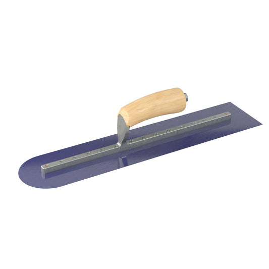 Finish Trowel - Square and Round End - Blue Steel - 18-inch x 4-inch Wood Handle (Bon 66-362)