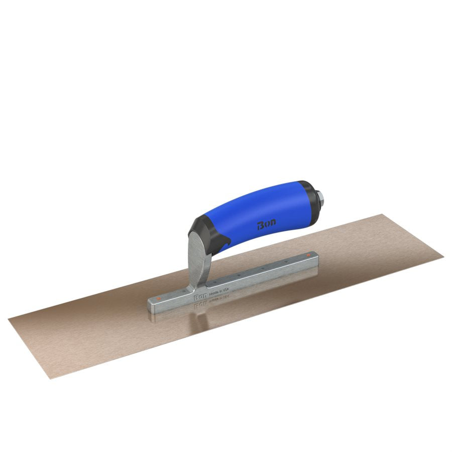 Finishing Trowel with Comfort Wave Handle - Square End - Short Shank - Golden Stainless Steel