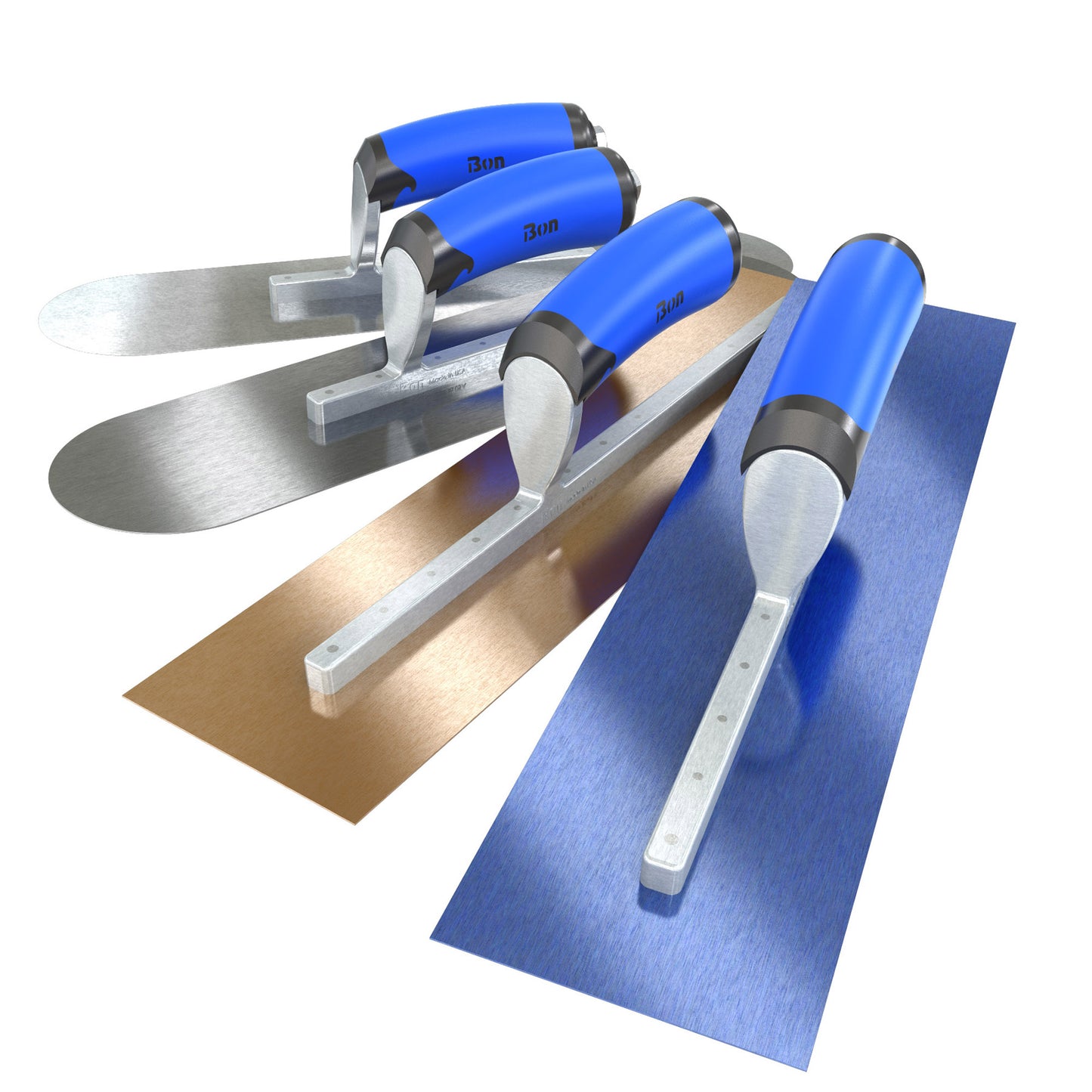 Bon Steel City Blue Steel Finishing Trowel with Comfort Wave Handle - Square End