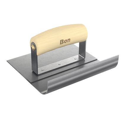 Ultra Smooth Base Tool - Stainless Steel - 6-inches x 1.5-inch - 1-inch Radius - 6-inch Lip - Wood Handle (Bon 82-796)