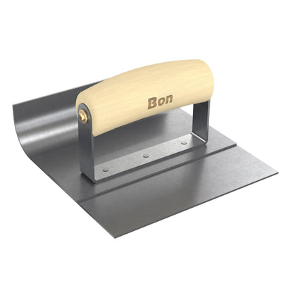 Ultra Smooth Base Tool - Stainless Steel - 6-inches x 1.5-inch - 1-inch Radius - 6-inch Lip - Wood Handle (Bon 82-796)