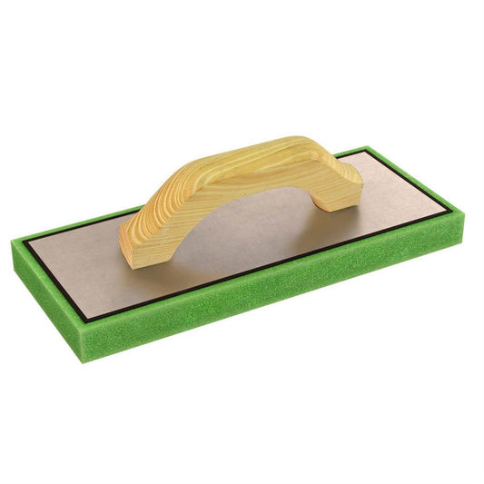 Flotador de espuma verde - 5" x 12" x 3/4" - Mango de madera