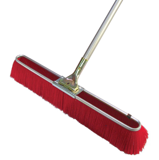 Floor Broom - Fine Red Bristles - 24-inch - 60-inch Metal Handle (Bon 84-175)