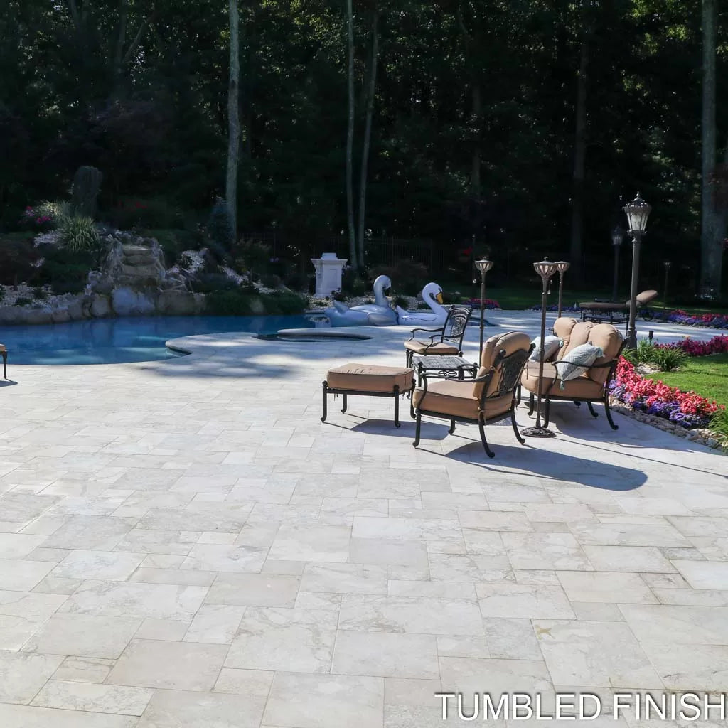 Aegean Cream Marble Pavers Tumbled