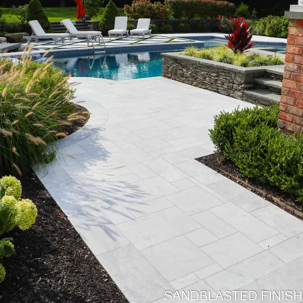 Afyon Glacier Ice Marble Pavers Sandblasted