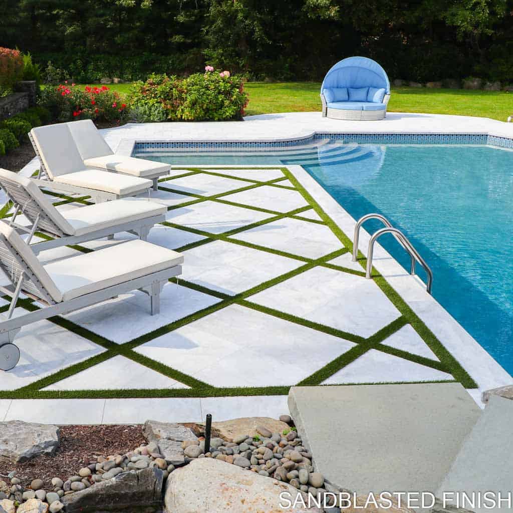 Afyon Glacier Ice Marble Pavers Sandblasted