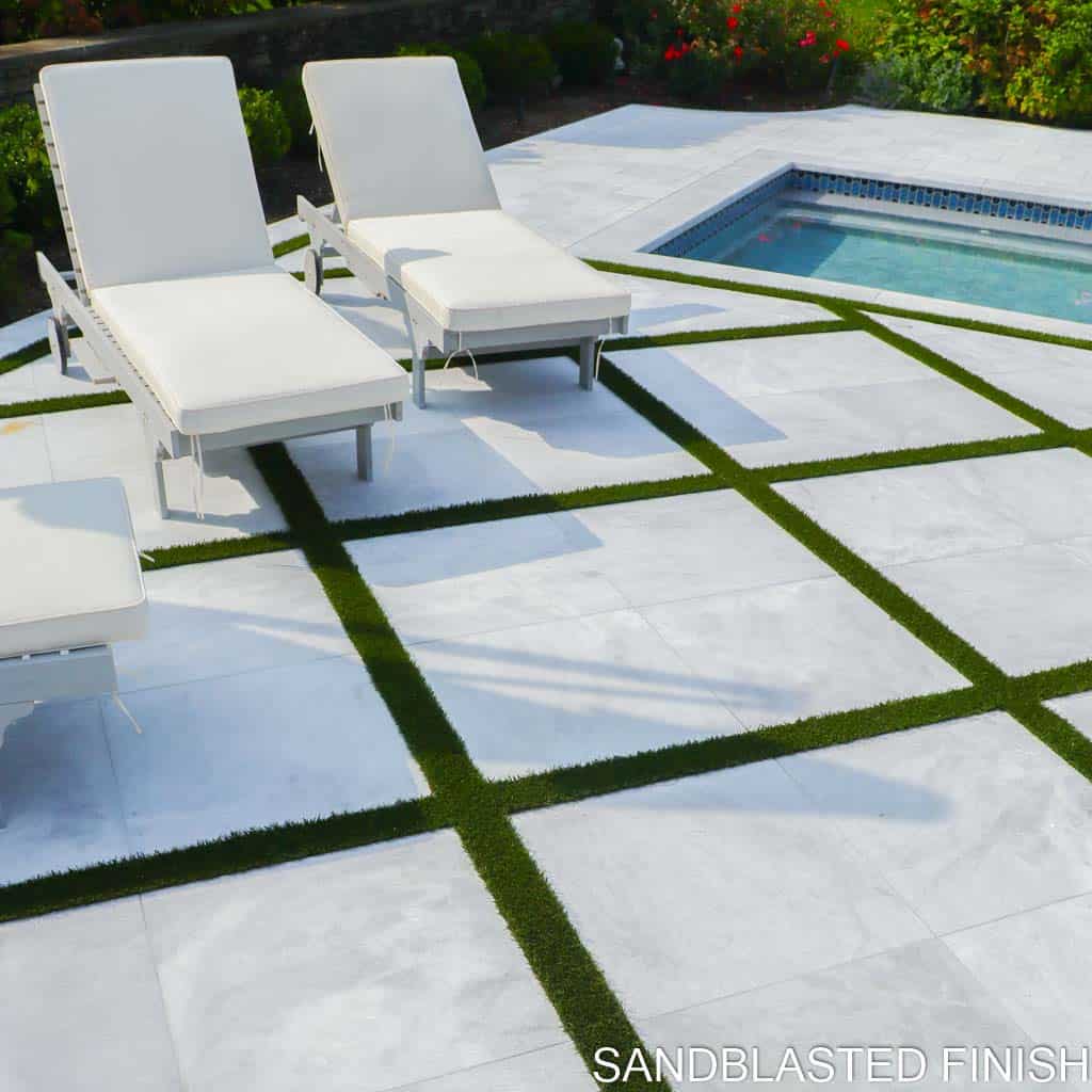 Afyon Glacier Ice Marble Pavers Sandblasted