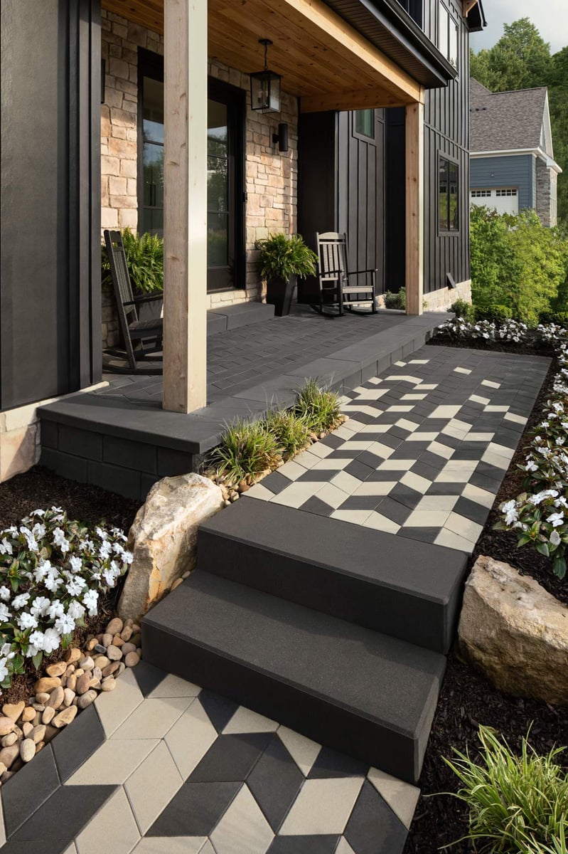 Pavimentos lisos con forma de diamante