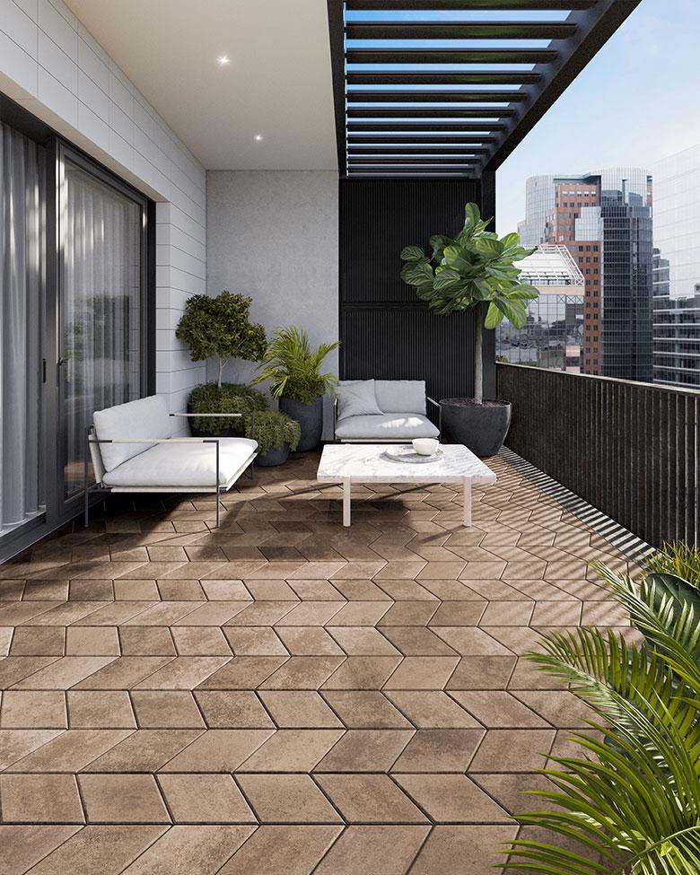 Pavimentos lisos con forma de diamante