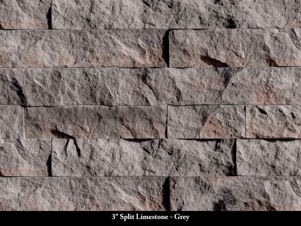 Grey 3-inch Split Limestone Stone Veneer