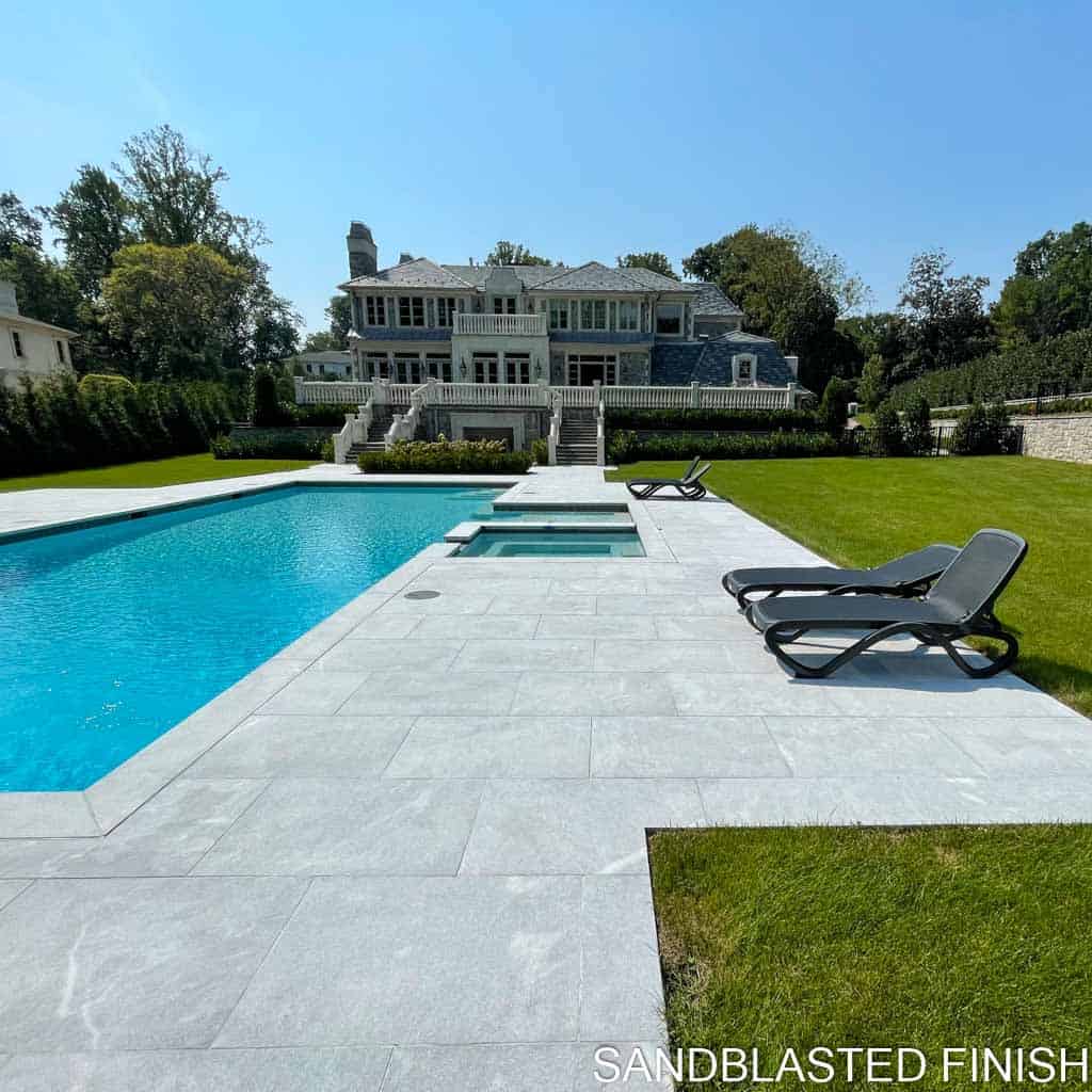 Luxe Blue Marble Pavers Sandblasted