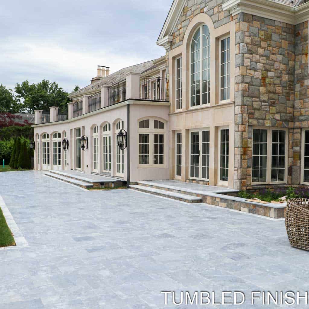 Luxe Blue Marble Pavers Sandblasted