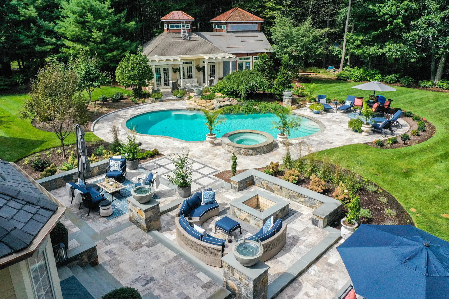 Pavimento para entrada de vehículos de mármol azul de lujo 