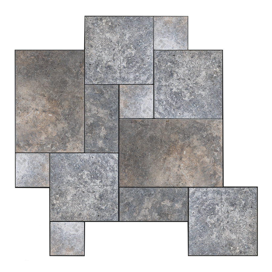Silver Travertine French Pattern