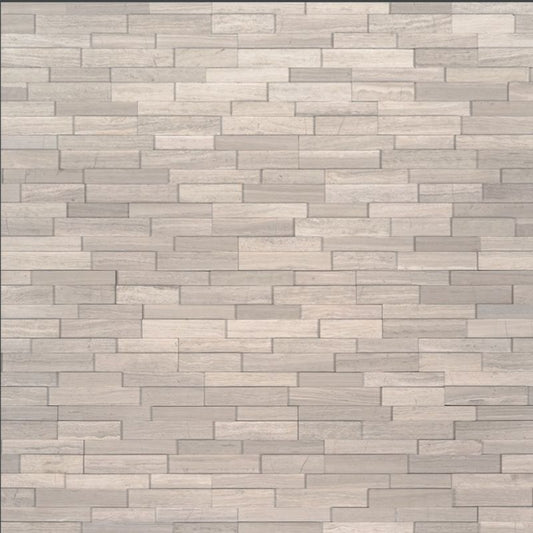 White Oak 3D Mini Stacked Stone Veneer
