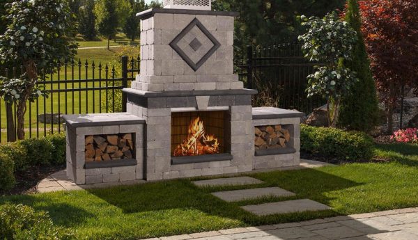 Manchester Foyer Fireplace 2, Techo Bloc, Fire pits, grills, inserts, landscaping products