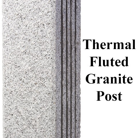 Thermal Fluted, granite post and benches, stone, stone products