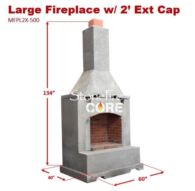 Large Fireplace with 2' Extension Cap