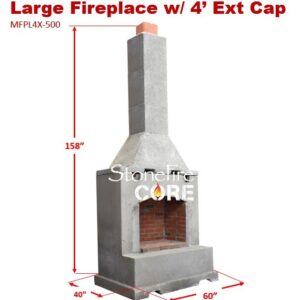 Large Fireplace with 4' Extension Cap